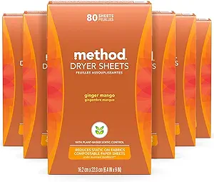 61cac74BbIL.__AC_SX300_SY300_QL70_FMwebp_ Method Ginger Mango Dryer Sheets Review Plant-Based Fabric Softener with Static Control